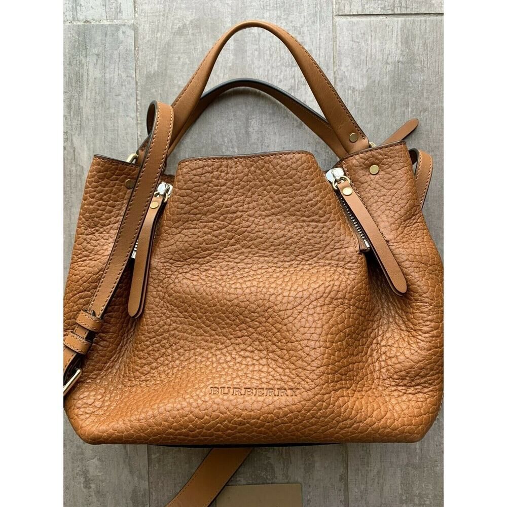 BURBERRY Small Maidstone Saddle Brown Leather Tote Designer Shoulder Bag - Picture 3 of 12